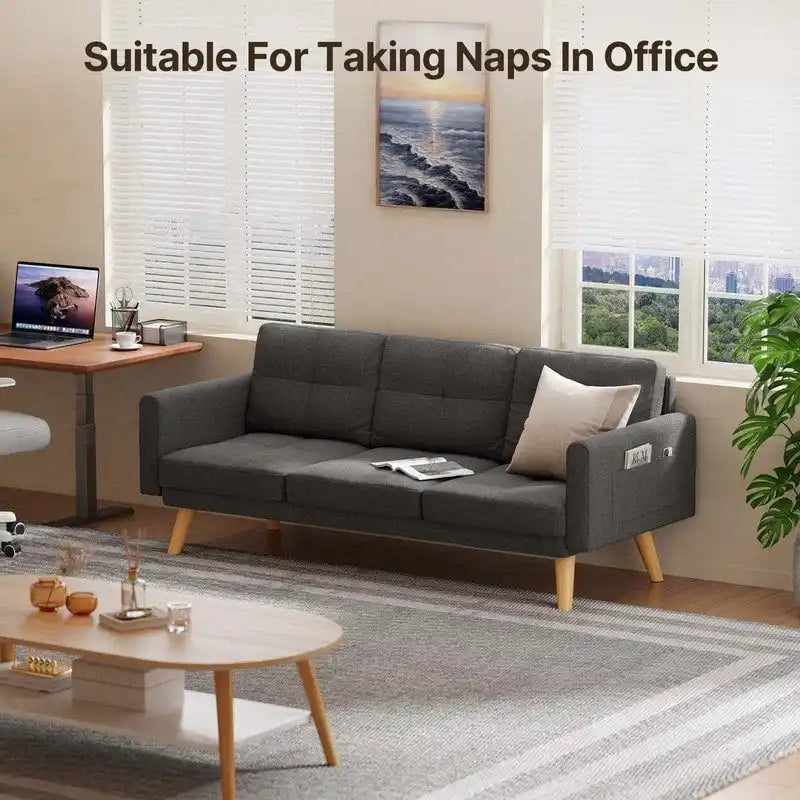 3 Seater Upholstered Living Room Sleeper Sofa, Recliner Sofa Bed with Backrest