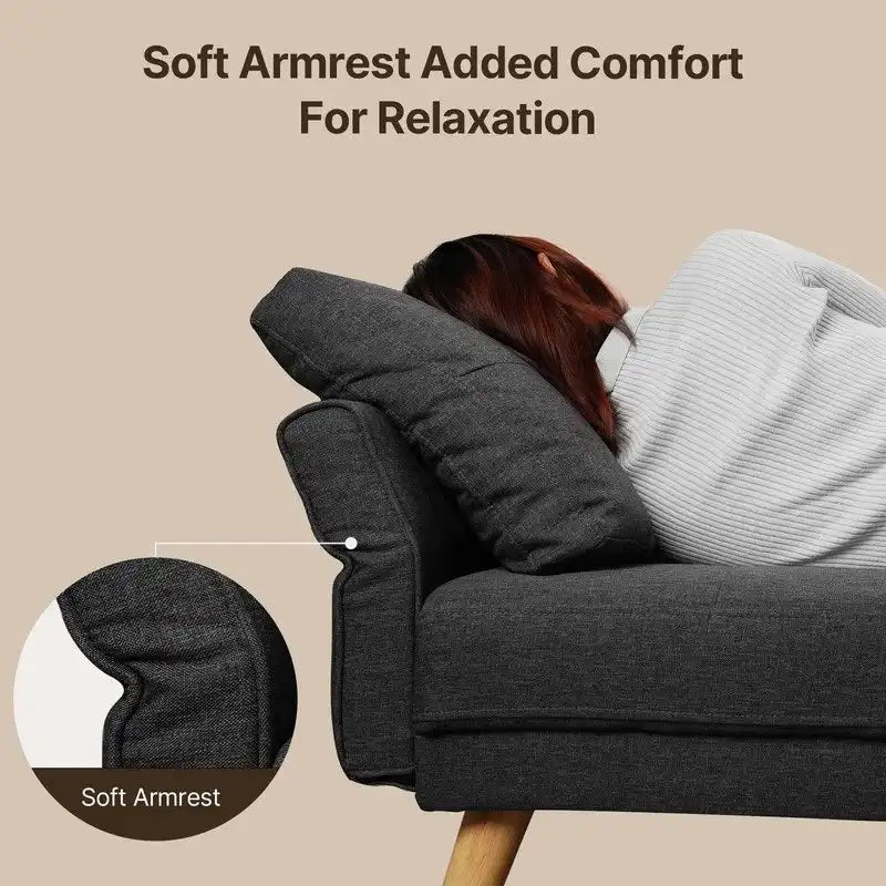 3 Seater Upholstered Living Room Sleeper Sofa, Recliner Sofa Bed with Backrest