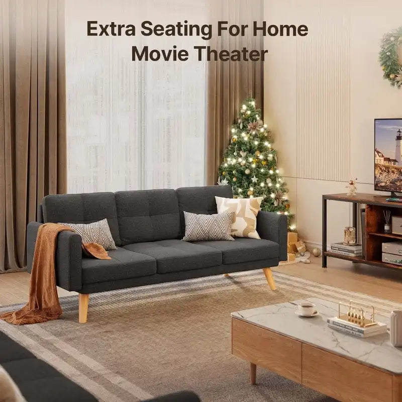 3 Seater Upholstered Living Room Sleeper Sofa, Recliner Sofa Bed with Backrest