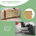 VEIKOUS 6-Drawer Bamboo High Stand Cabinet Dresser Chest of Drawers Long Storage Dresser