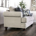 Transitional Beige Chenille Upholstered T-Cushion Sofa