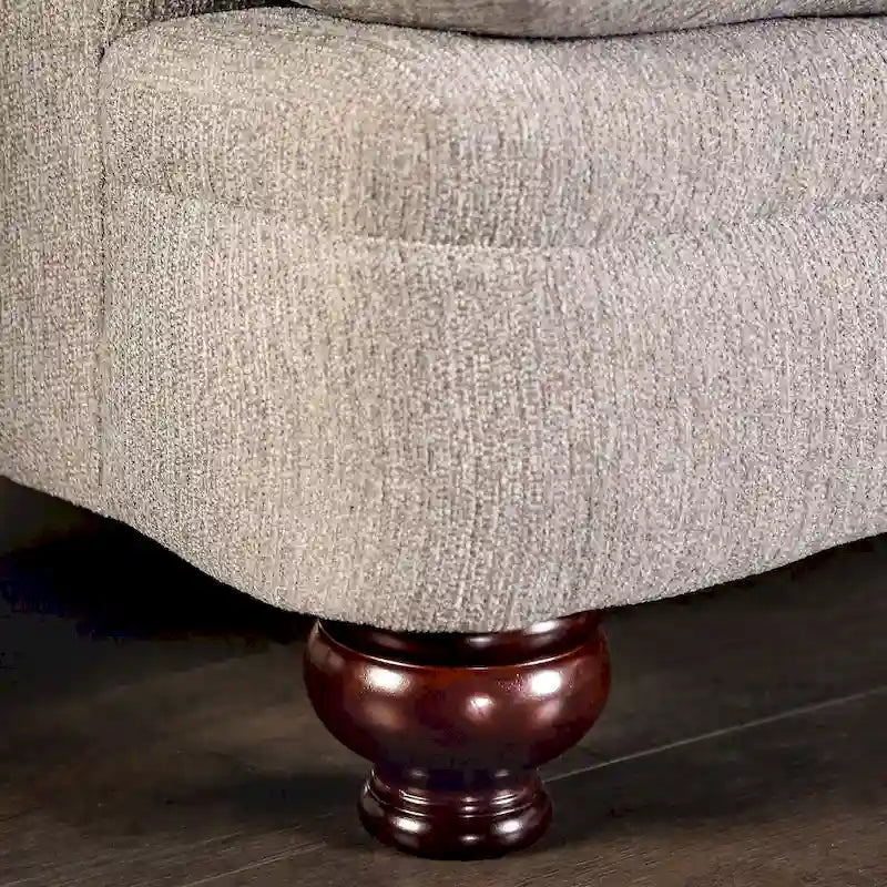 Transitional Beige Chenille Upholstered T-Cushion Sofa