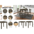Simple Classy Square Counter Height Dining Table - Grey