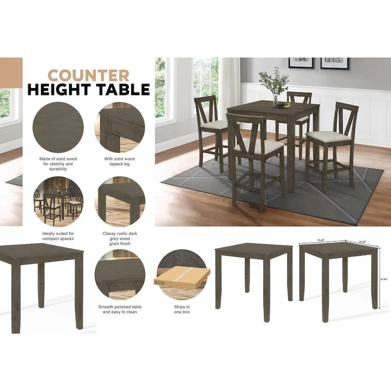 Simple Classy Square Counter Height Dining Table - Grey
