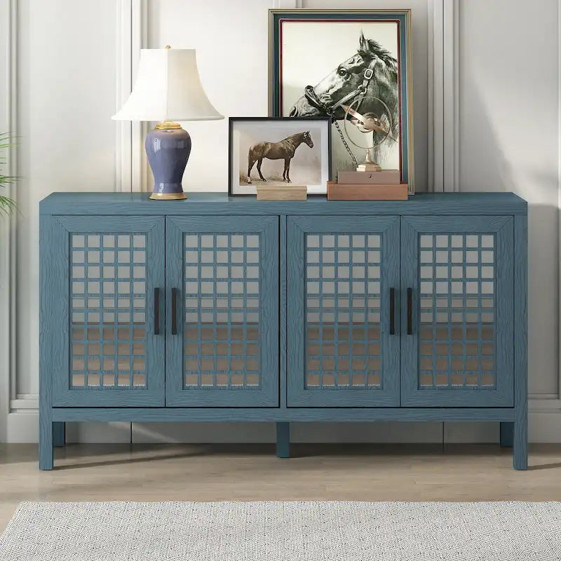Retro Sideboard with 4 Door Large Storage and Adjustable Shelves - N/A