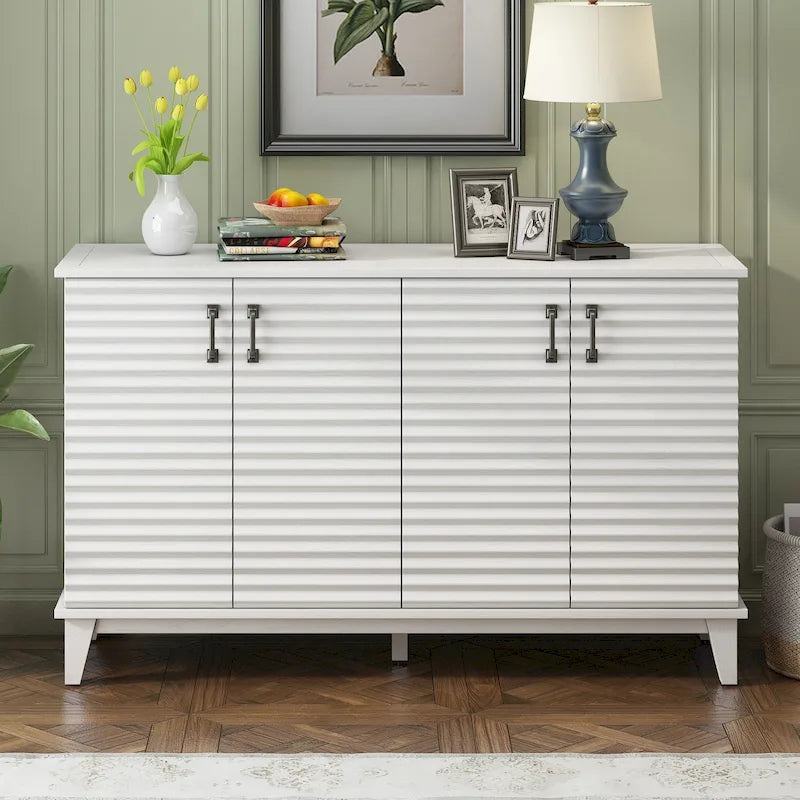 Retro Sideboard mit 4 Türen, großem Stauraum und verstellbaren Einlegeböden - N/A