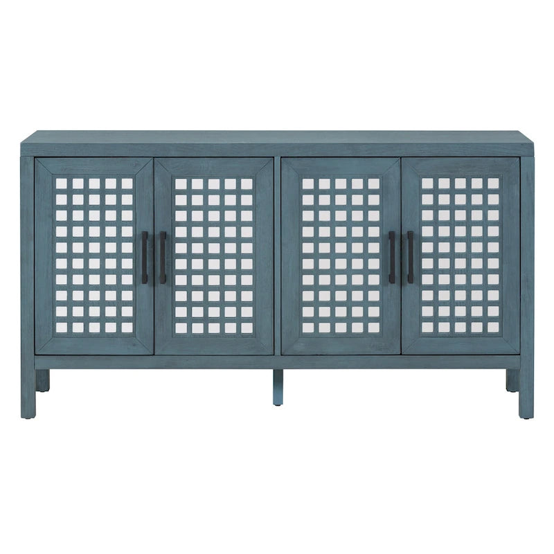 Retro Sideboard with 4 Door Large Storage and Adjustable Shelves - N/A