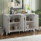Retro Sideboard with 4 Door Large Storage and Adjustable Shelves - N/A