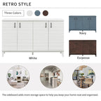 Retro Sideboard with 4 Door Large Storage and Adjustable Shelves - N/A