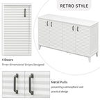 Retro Sideboard with 4 Door Large Storage and Adjustable Shelves - N/A