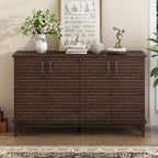 Retro Sideboard with 4 Door Large Storage and Adjustable Shelves - N/A