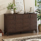 Retro Sideboard with 4 Door Large Storage and Adjustable Shelves - N/A