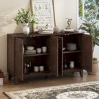 Retro Sideboard with 4 Door Large Storage and Adjustable Shelves - N/A