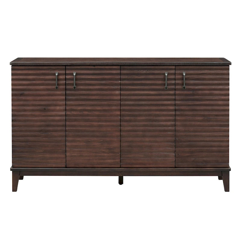 Retro Sideboard with 4 Door Large Storage and Adjustable Shelves - N/A