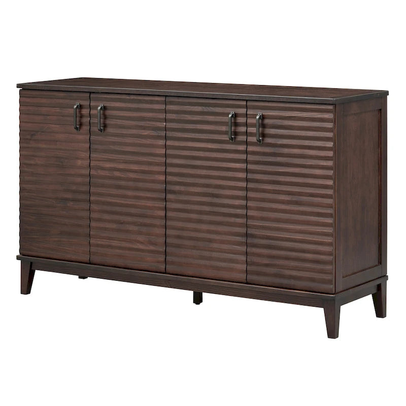 Retro Sideboard with 4 Door Large Storage and Adjustable Shelves - N/A