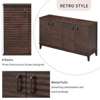 Retro Sideboard with 4 Door Large Storage and Adjustable Shelves - N/A