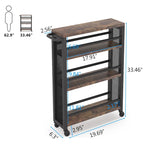 Kitchen Cart,Slim Storage Rolling Cart,4 Tier Narrow Serving Trolley with Wheels