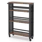 Kitchen Cart,Slim Storage Rolling Cart,4 Tier Narrow Serving Trolley with Wheels