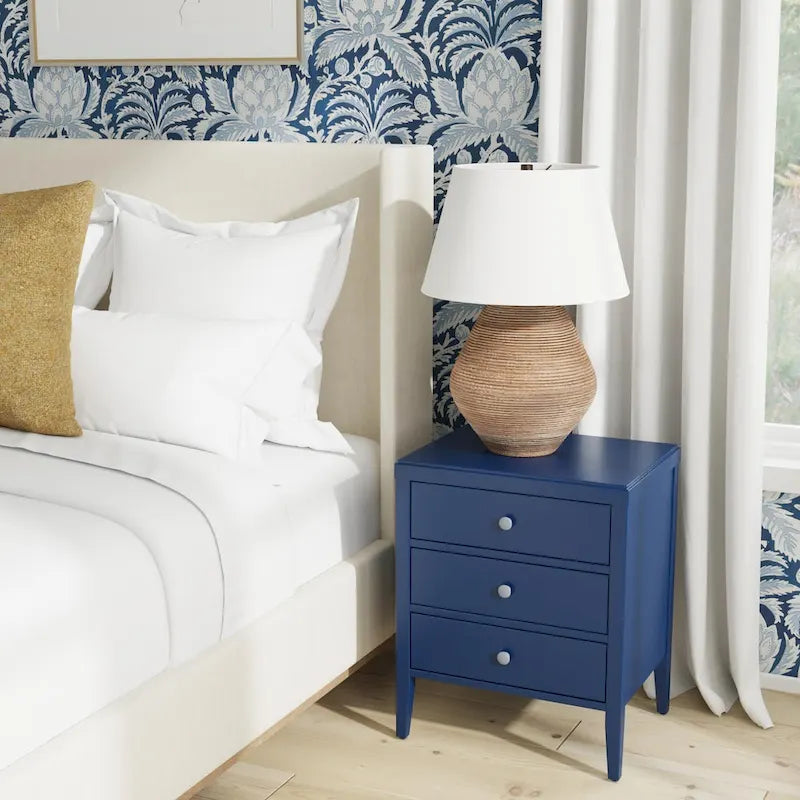 Painted Wood Storage Nightstand With Drawers