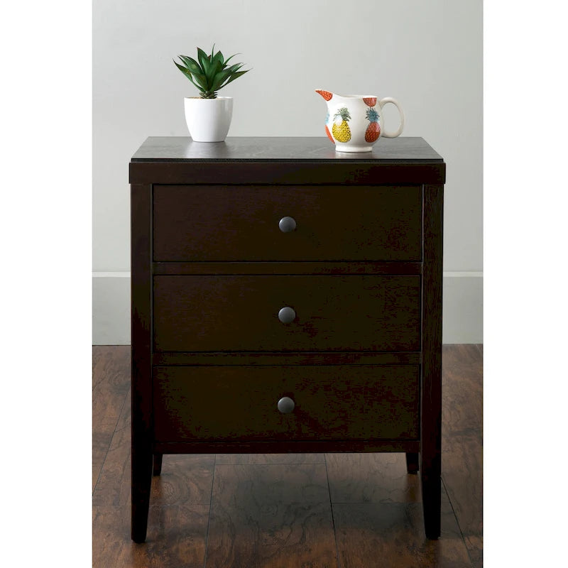 Painted Wood Storage Nightstand With Drawers