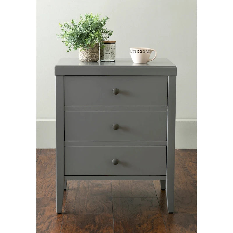 Painted Wood Storage Nightstand With Drawers
