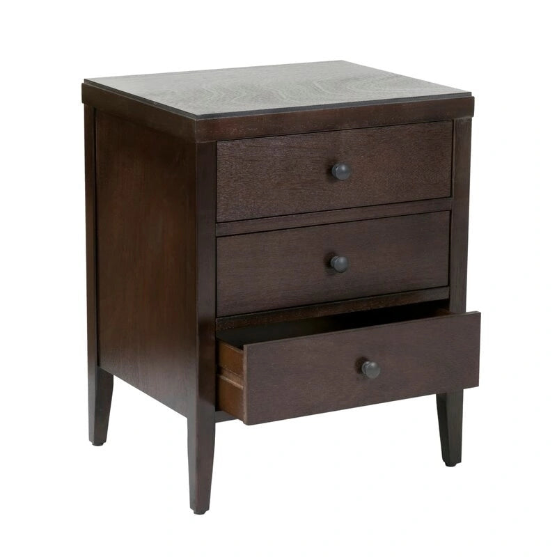 Painted Wood Storage Nightstand With Drawers