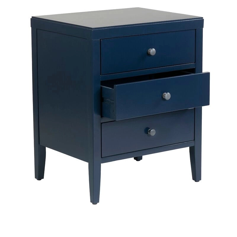 Painted Wood Storage Nightstand With Drawers