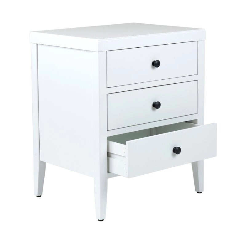 Painted Wood Storage Nightstand With Drawers