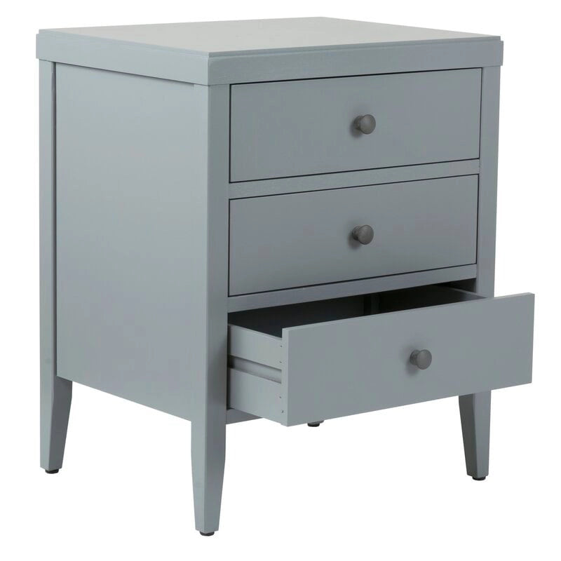 Painted Wood Storage Nightstand With Drawers