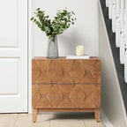 Mid-Century 2-Drawer Storage Nightstand with Adjustable Solid Wood Legs and Charging Station