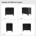 Mid-Century 2-Drawer Storage Nightstand with Adjustable Solid Wood Legs and Charging Station