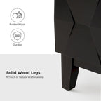 Mid-Century 2-Drawer Storage Nightstand with Adjustable Solid Wood Legs and Charging Station