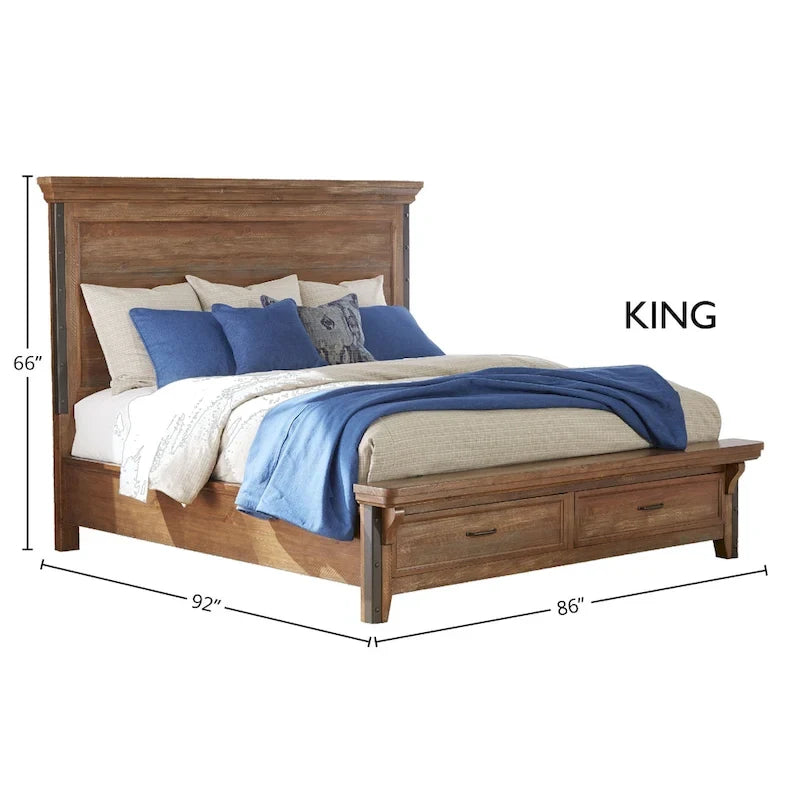 Brown King Storage Panel Bed