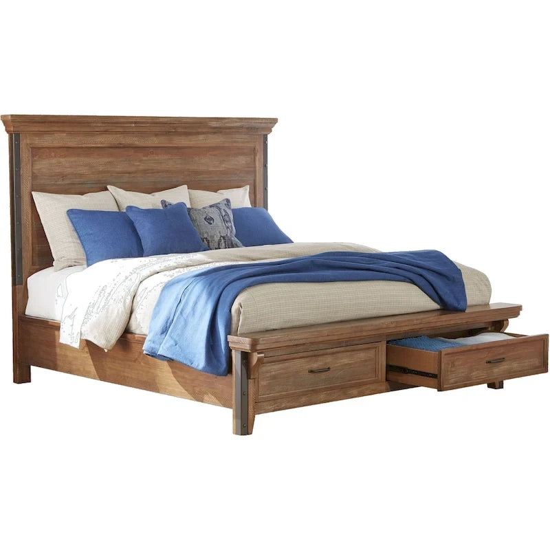 Brown King Storage Panel Bed