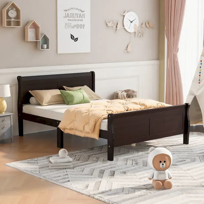 Full Queen Twin Size Wood Platform Bed