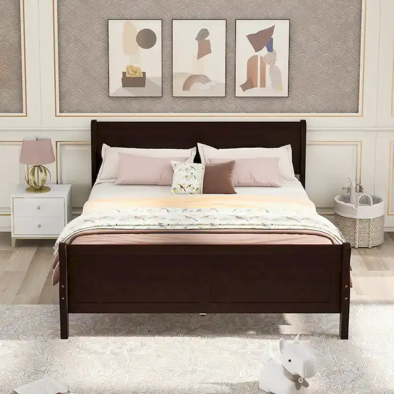 Full Queen Twin Size Wood Platform Bed