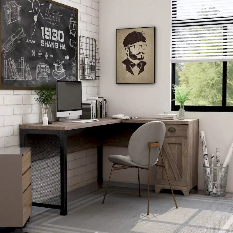 Farmhouse 61-inch L-shape Desk