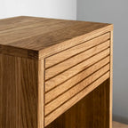 Solid Oak Nightstand with a Drawer and Storage Space