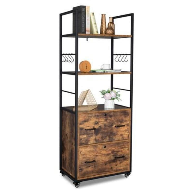 File Cabinet with 2 Drawer and 2 Shelves for Letter&Legal File