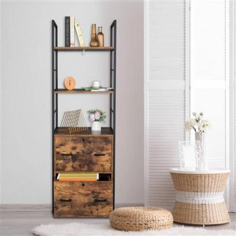File Cabinet with 2 Drawer and 2 Shelves for Letter&Legal File