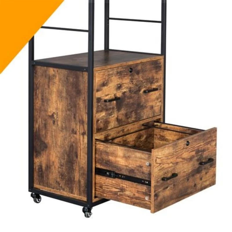 File Cabinet with 2 Drawer and 2 Shelves for Letter&Legal File