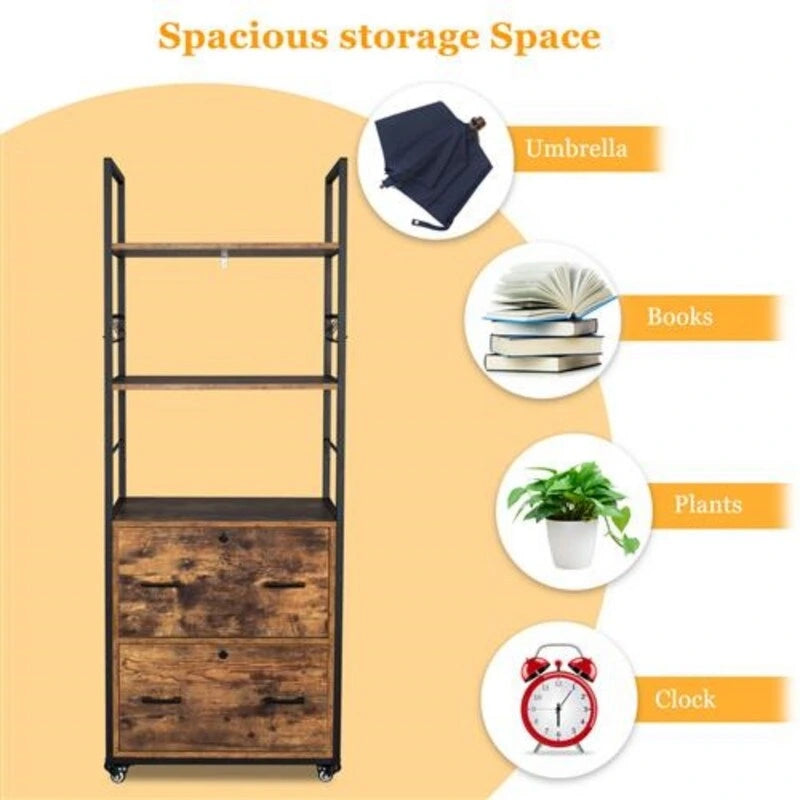 File Cabinet with 2 Drawer and 2 Shelves for Letter&Legal File