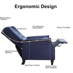 Pushback Recliner Chair, Fabric Armchair Push Back Recliner with Rivet Decoration, Single Sofa Accent Chair
