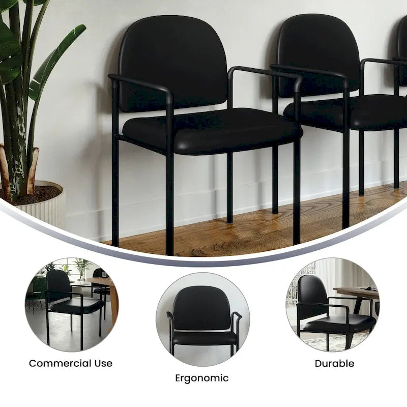 Comfort Stackable Steel Side Reception Chair with Arms