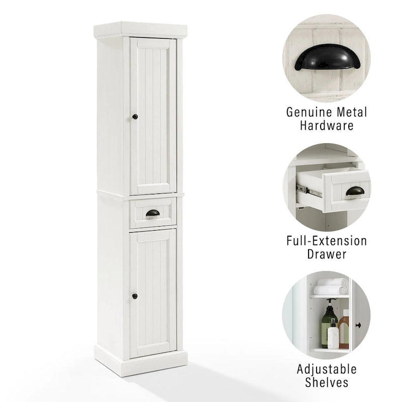 Tall Linen Cabinet Distressed White