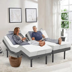 Renanim Split King Adjustable Bed Frame with 12-inch Gel Memory Foam Mattress, USB, App, Massage, Remote