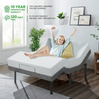 Split King Adjustable Bed Frame with 12-inch Gel Memory Foam Mattress, USB, App, Massage, Remote