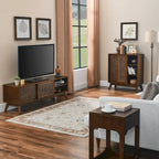 59 Inch Mid Century Modern Rattan TV Stand for 65 Inch TV