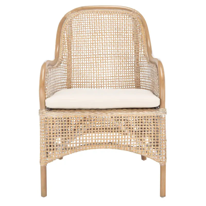 Coastal Rattan Accent Chair with Cushion - 23.4 W x 24.8 L x 32.7 H - 23Wx25Dx33H