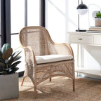 Coastal Rattan Accent Chair with Cushion - 23.4 W x 24.8 L x 32.7 H - 23Wx25Dx33H